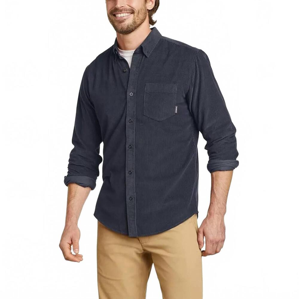 NEW EDDIE BAUER corduroy button up shirt in gray